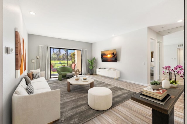 living room featuring wood-type flooring