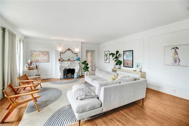 living room featuring wood-type flooring