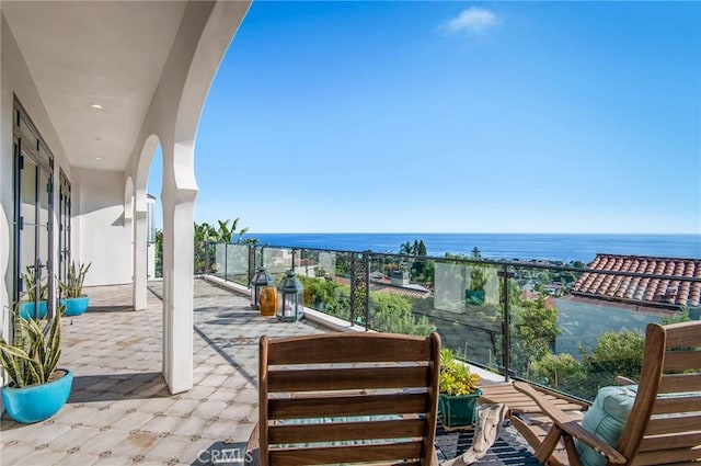 balcony with a water view
