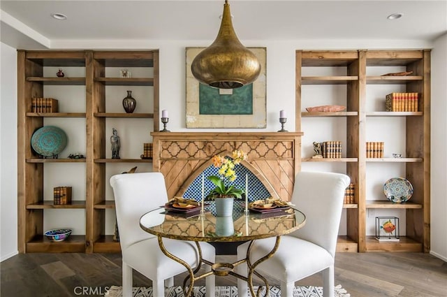 living area featuring recessed lighting and wood finished floors