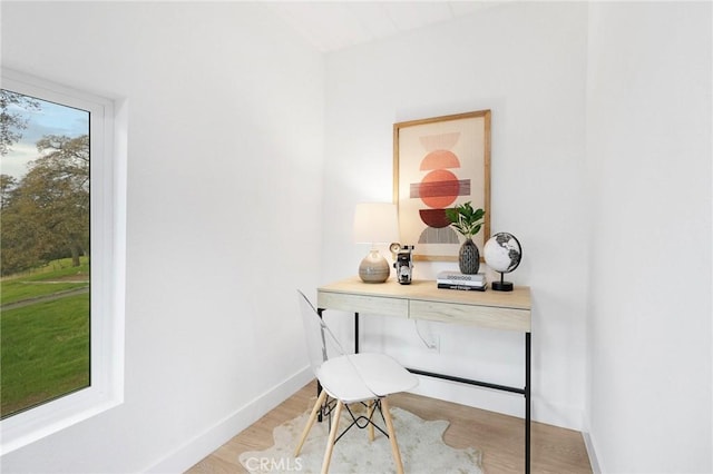 office area featuring light hardwood / wood-style flooring