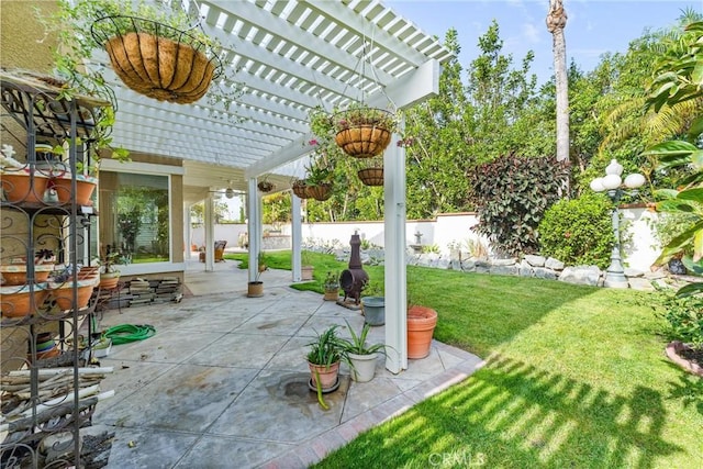 view of patio featuring a pergola