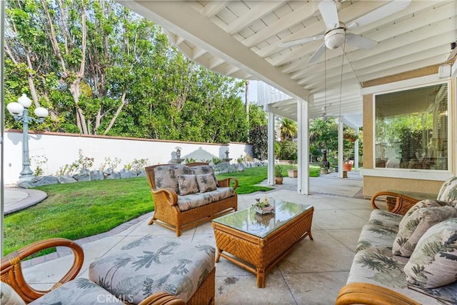 view of patio / terrace with outdoor lounge area and ceiling fan