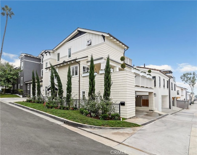 exterior space with a garage