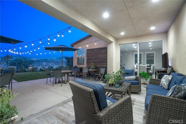 view of patio / terrace with an outdoor living space