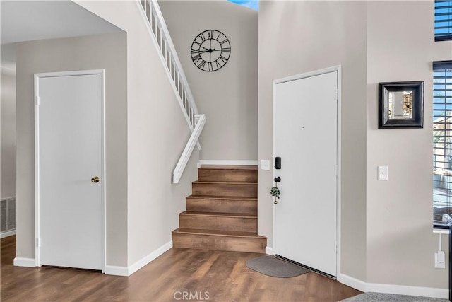 entrance foyer with hardwood / wood-style flooring