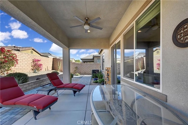 view of patio / terrace with ceiling fan