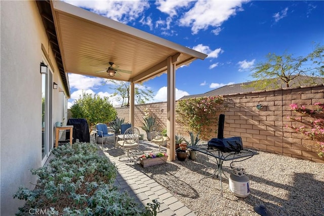 view of patio / terrace with ceiling fan