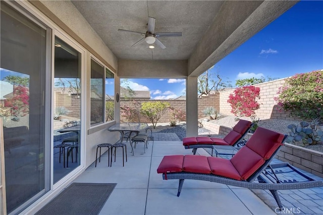 view of patio / terrace with ceiling fan