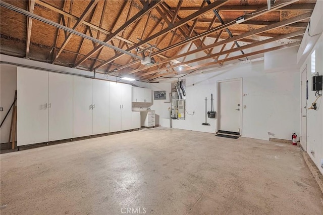 garage with heating unit and a garage door opener