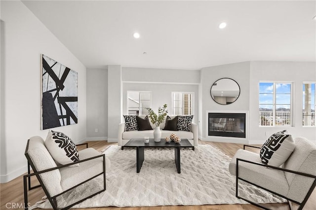 living room with hardwood / wood-style flooring