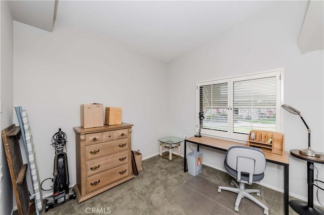 view of carpeted home office