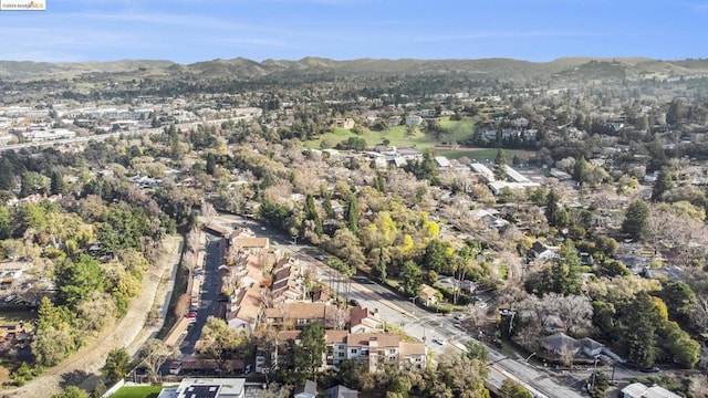 drone / aerial view with a mountain view