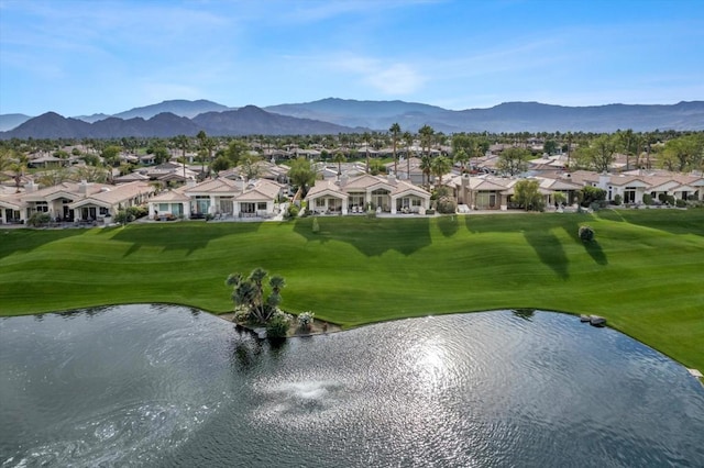 view of community featuring a water and mountain view