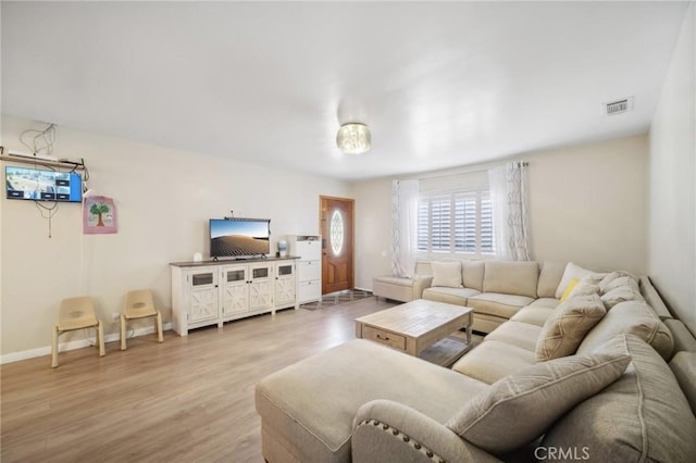 living room with light wood-type flooring