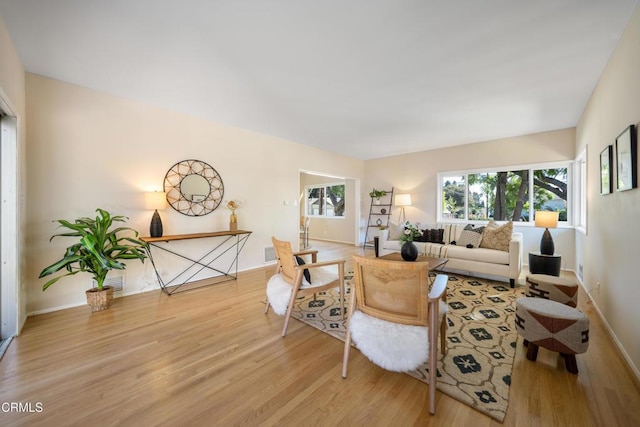 living room with light wood-type flooring