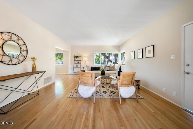 living room featuring light wood-type flooring