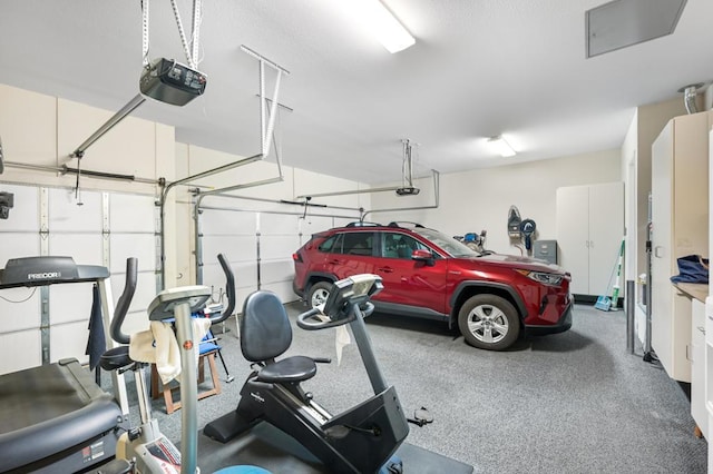 garage with a garage door opener