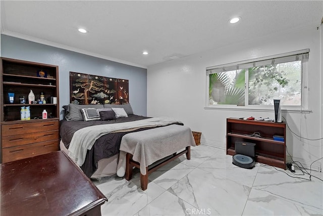 2052 Thomas Pl, West Covina, CA 91792 - bedroom featuring recessed lighting, ornamental molding, and marble finish flooring
