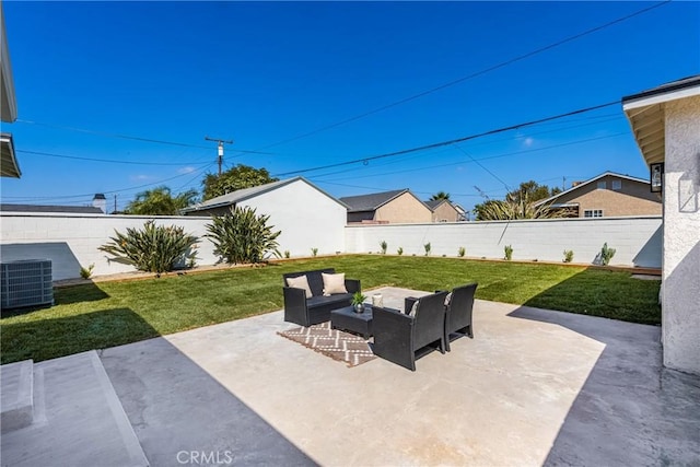 view of patio / terrace featuring an outdoor hangout area and central air condition unit