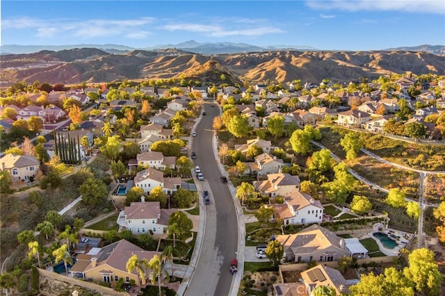 aerial view with a mountain view