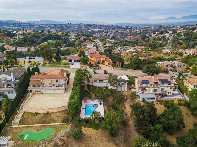 bird's eye view with a mountain view