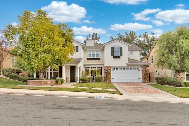 view of front of house with a garage