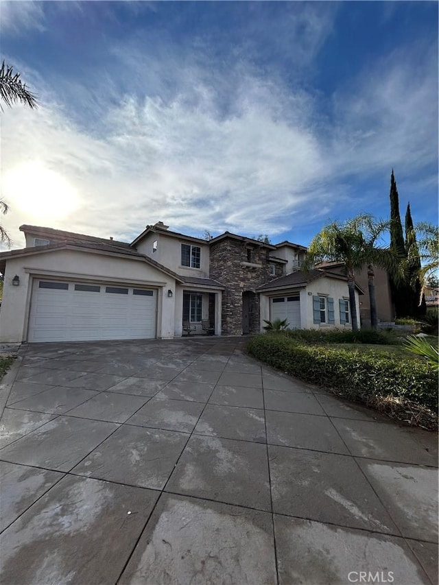 view of front of house with a garage