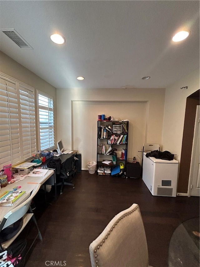 office area featuring dark hardwood / wood-style floors