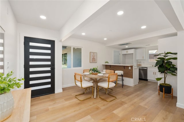 dining room featuring light wood-type flooring