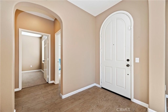 foyer entrance featuring light hardwood / wood-style floors