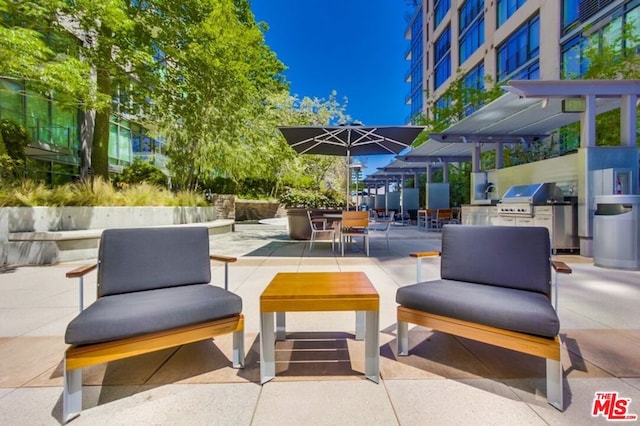 view of patio with area for grilling