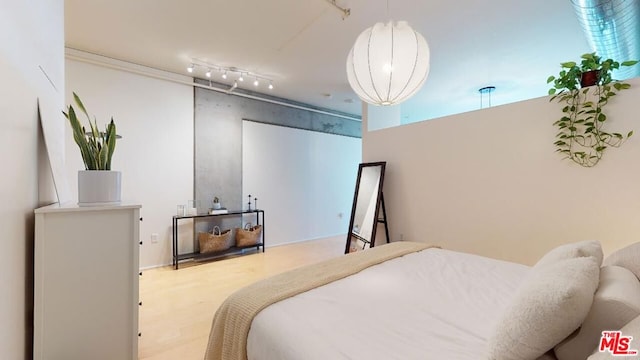 bedroom with track lighting