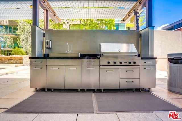 view of patio / terrace with grilling area and sink