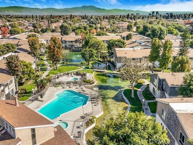 aerial view featuring a mountain view