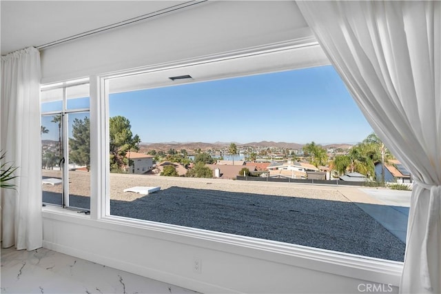 doorway featuring a mountain view