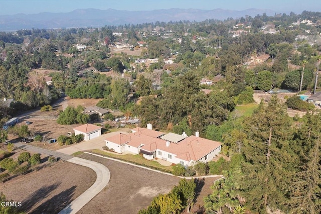 aerial view with a mountain view