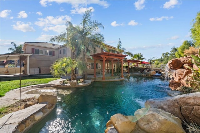 view of pool with a pergola