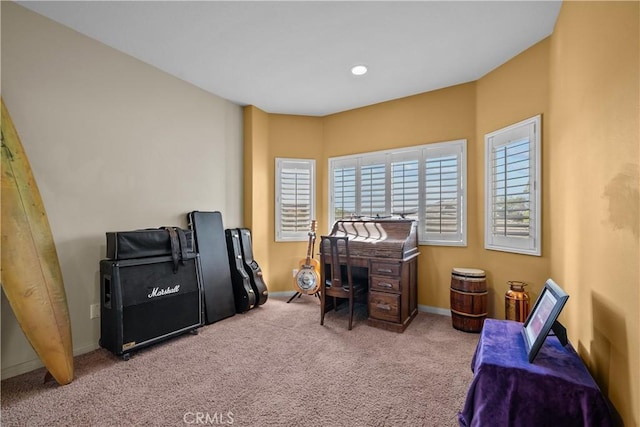 office area with carpet flooring