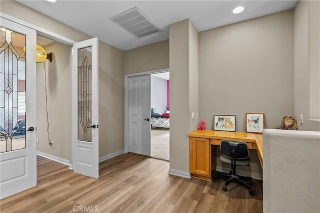 home office featuring wood-type flooring