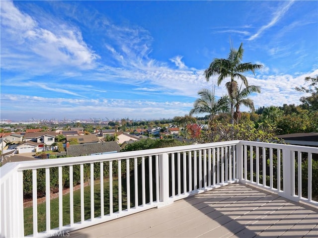 deck with a residential view