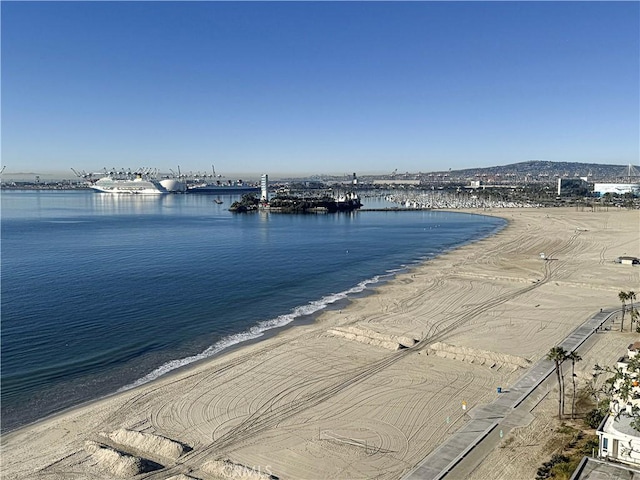 property view of water featuring a beach view