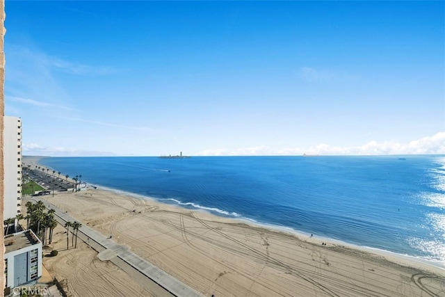 property view of water featuring a beach view