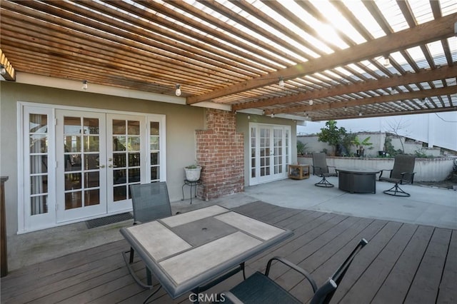 wooden deck with french doors