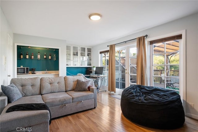 living room with hardwood / wood-style flooring