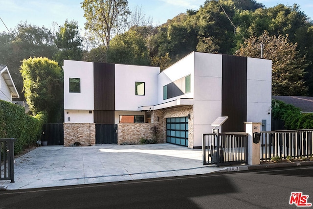 contemporary house featuring a garage