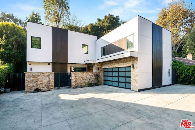 contemporary house featuring a garage