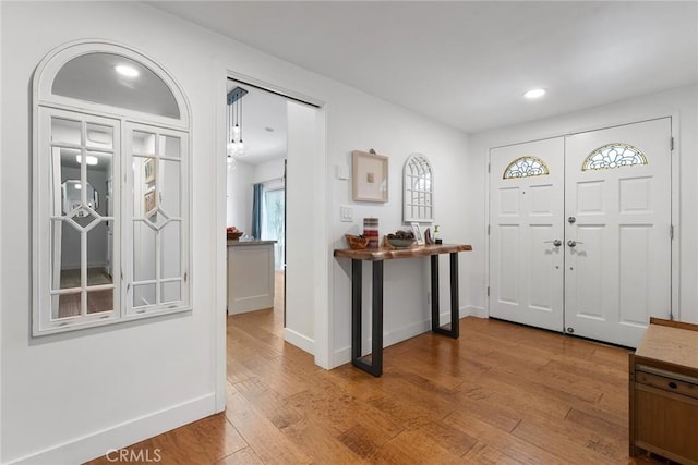 entrance foyer featuring light hardwood / wood-style flooring