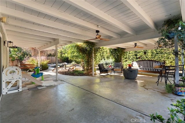 view of patio / terrace with outdoor lounge area and ceiling fan