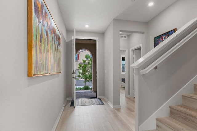 entryway featuring light wood-type flooring